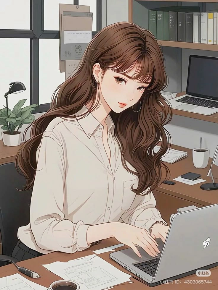 girl holding coffee cup animation