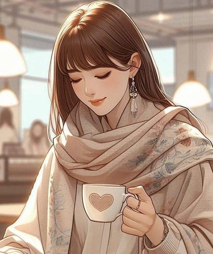 cozy coffee girl dp 
