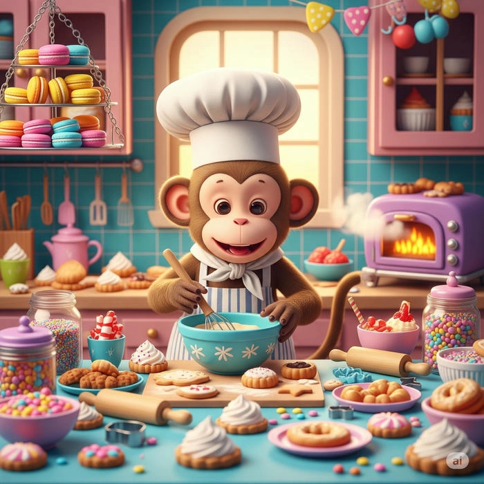 monkey drawing images with colour