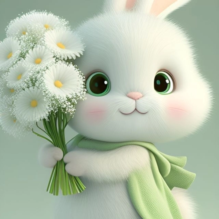 cute rabbits and girls not full images dp