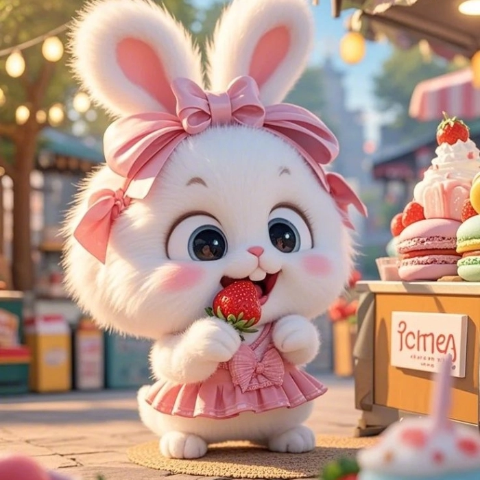 cute rabbits and girls images dp
