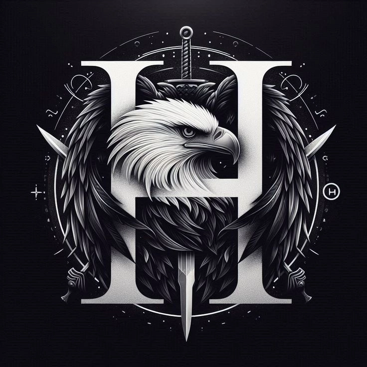 h letter dp black background 