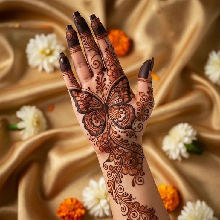 Girls Mehendi Design for hands elegant