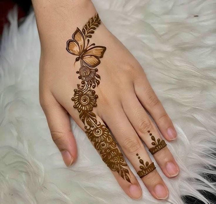 Mehendi Design for Girls easy simple pattern