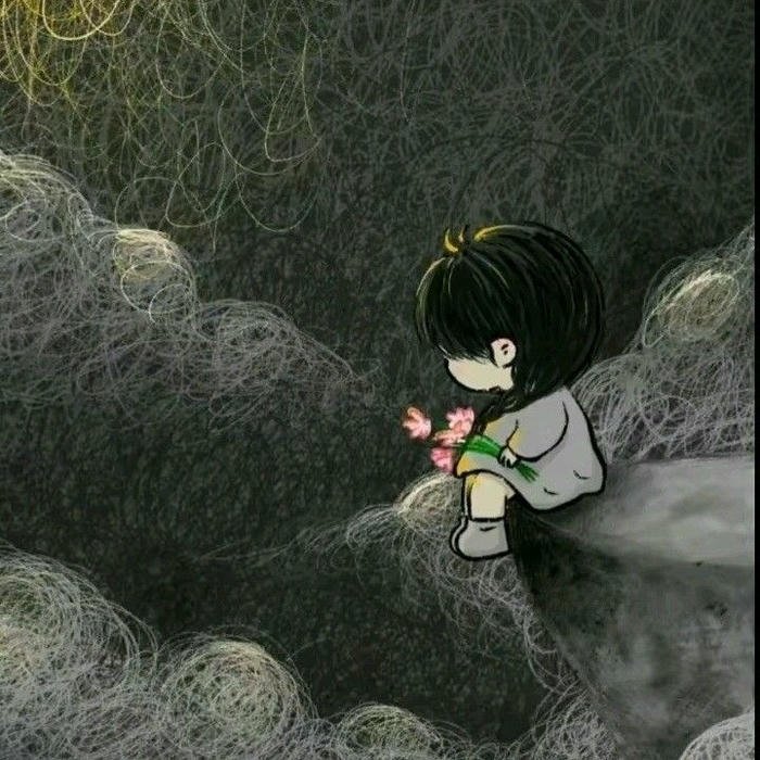 Sticker alone dp cute lonely cartoon avatar
