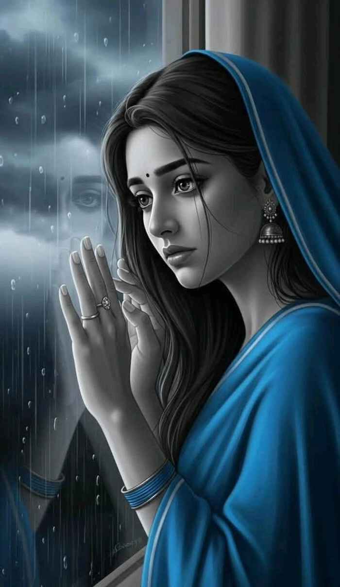 blue dress single girl dp