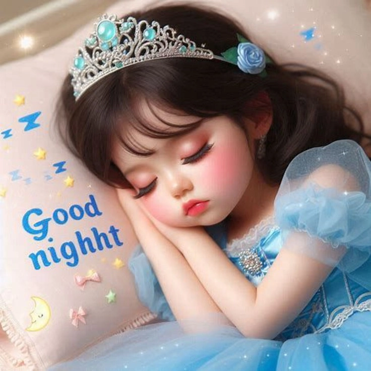 good night images with cute baby girl