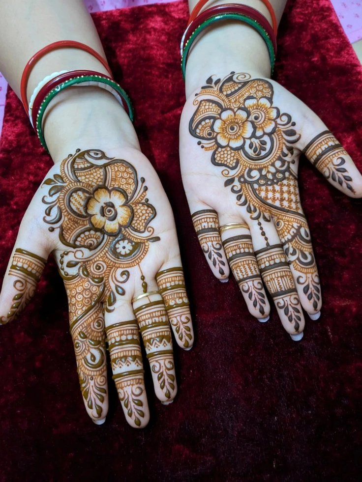 full hand mehendi design for small girls easy
