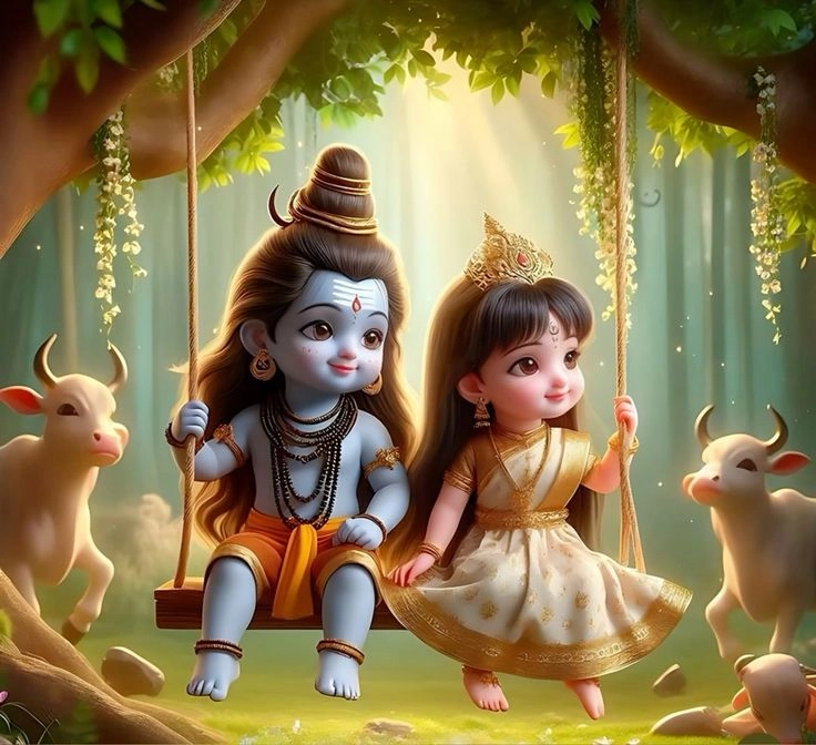 shiv parvati cute divine images