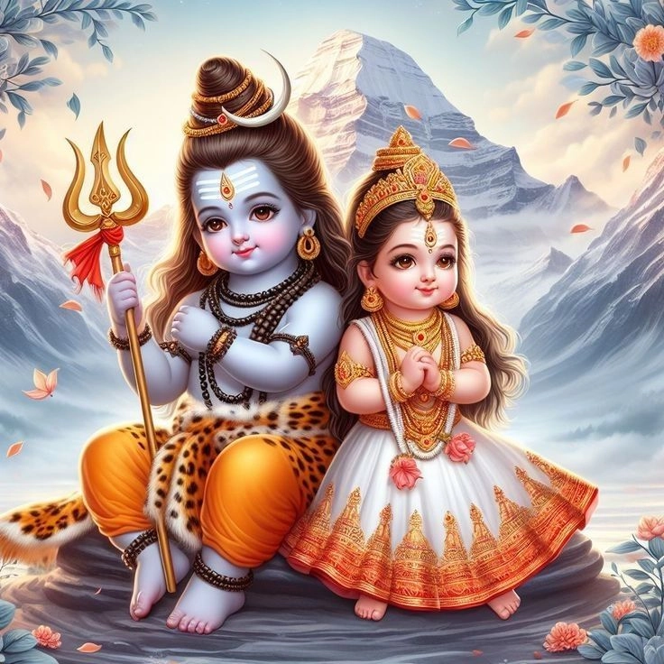 shiv parvati cute image