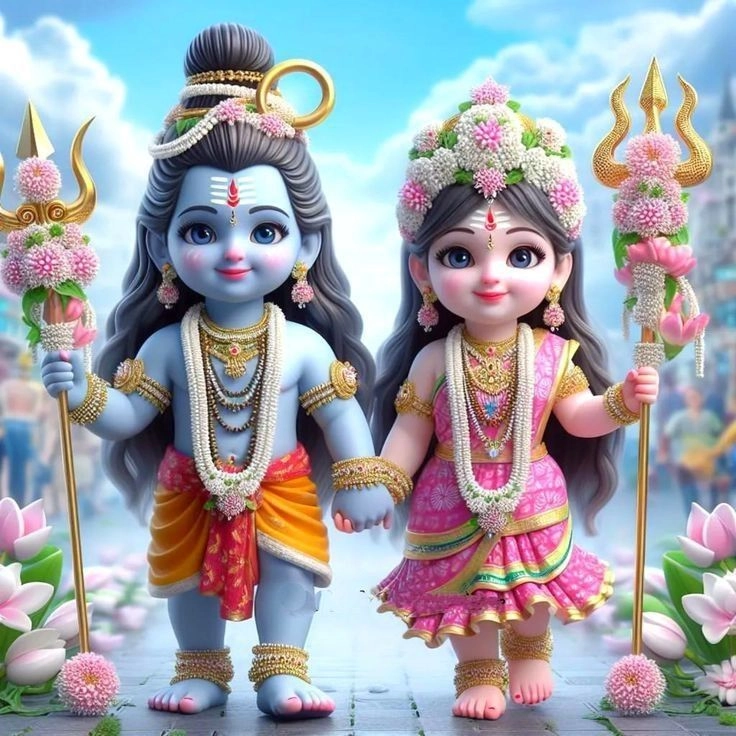 shiv ji with parvati cute images