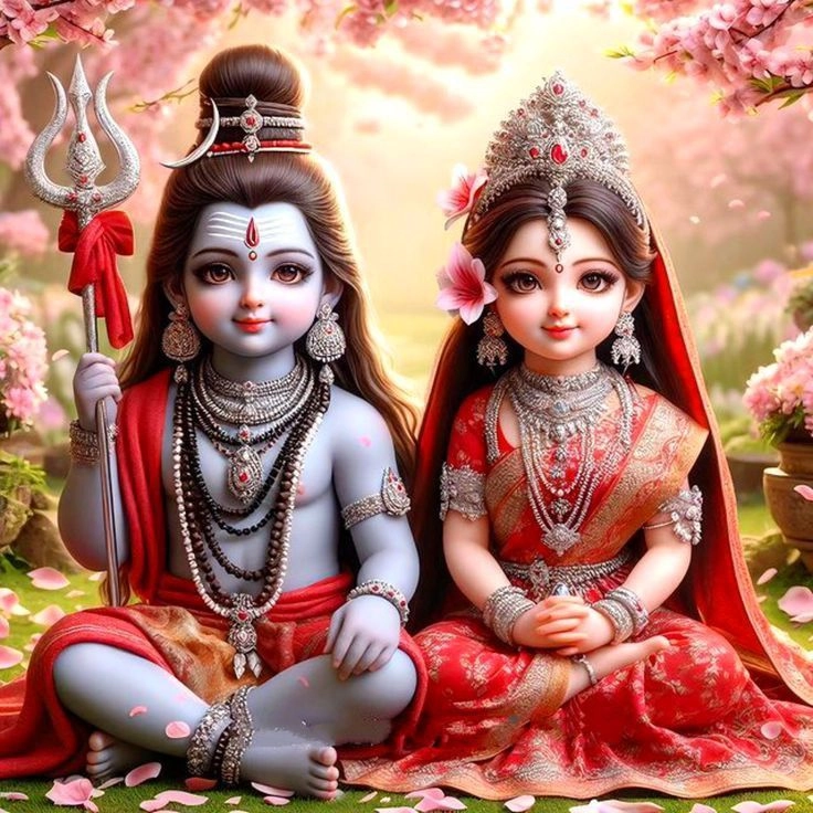 cute shiv parvati devotional images
