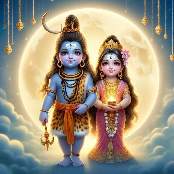 shiv parvati cute god images