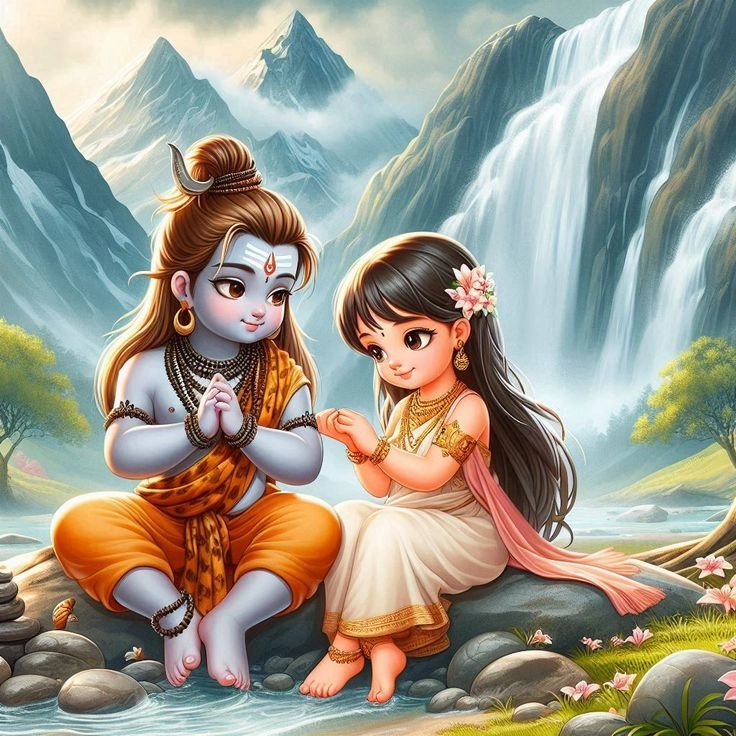 shiv parvati cute statues images