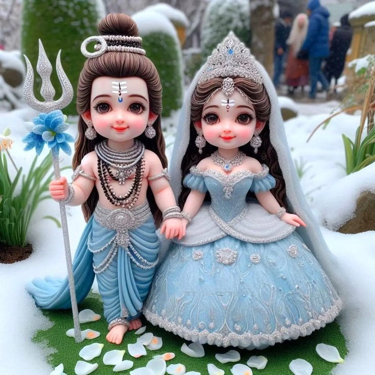 shiv parvati cute god photo
