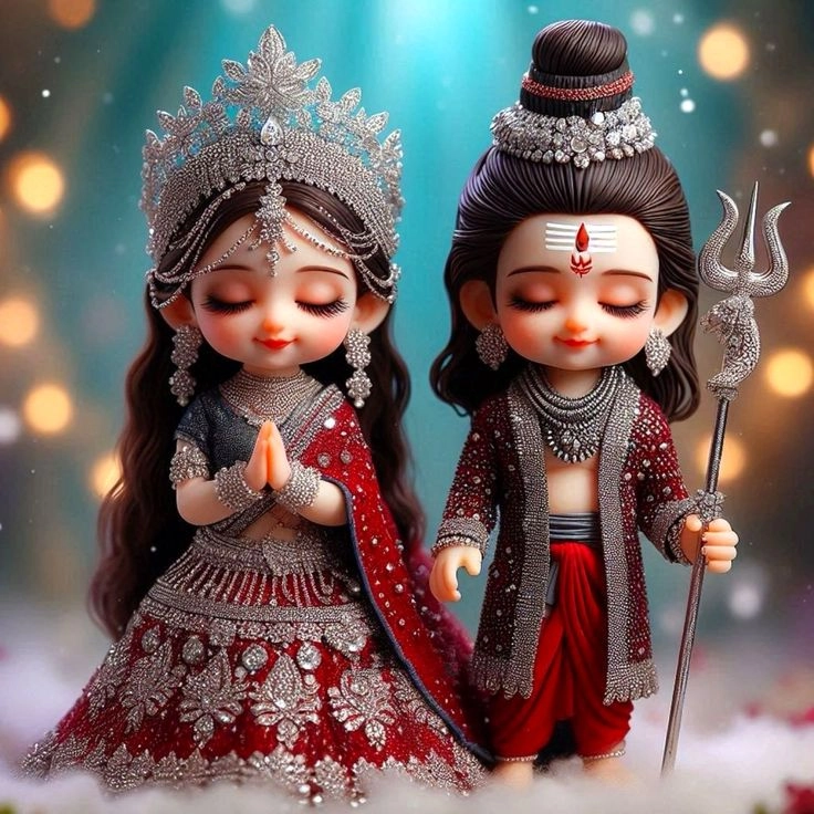 shiv parvati cute blessings images