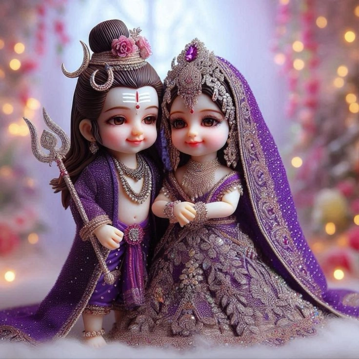 shiv parvati cute idol images