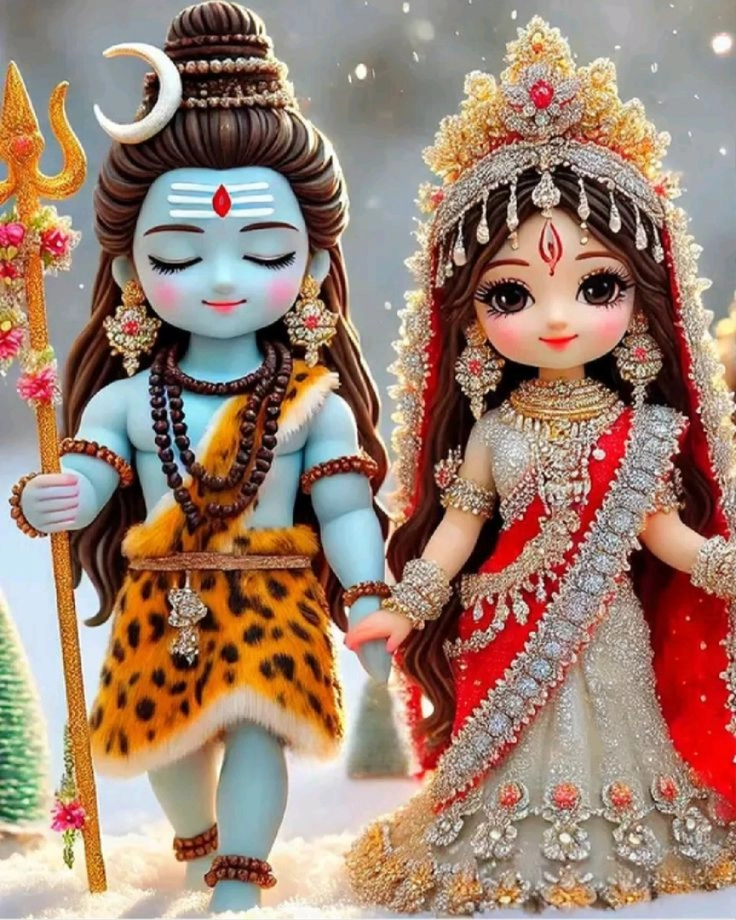 cute image shiv parvati together