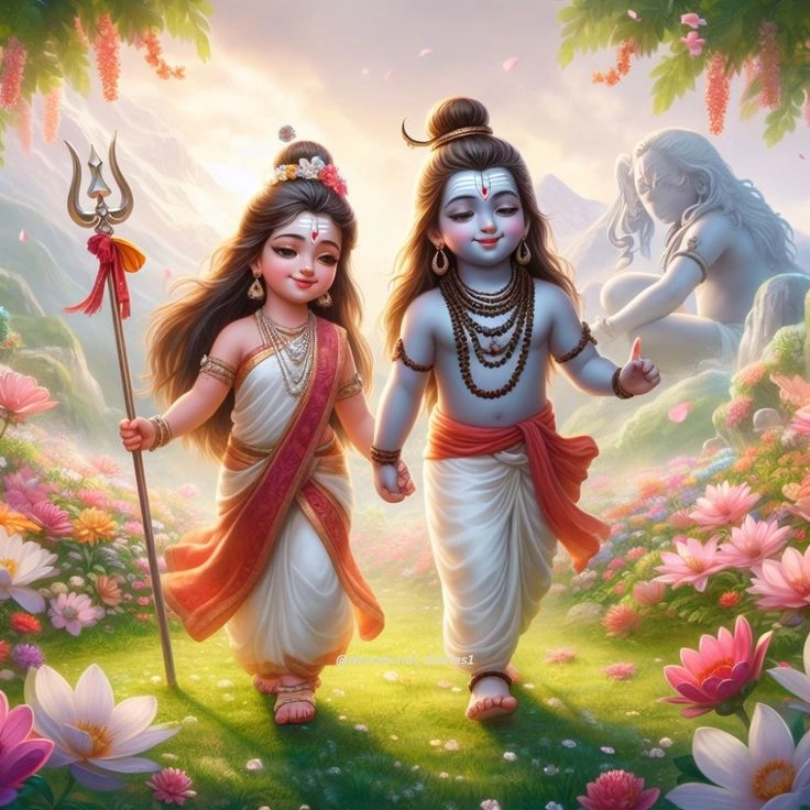 cute shiv parvati painting images