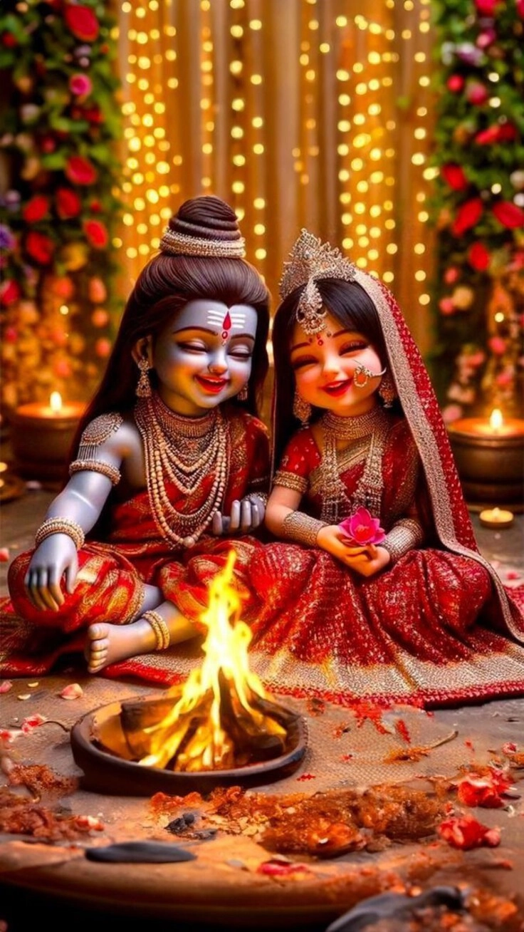 shiv parvati cute hd wallpaper