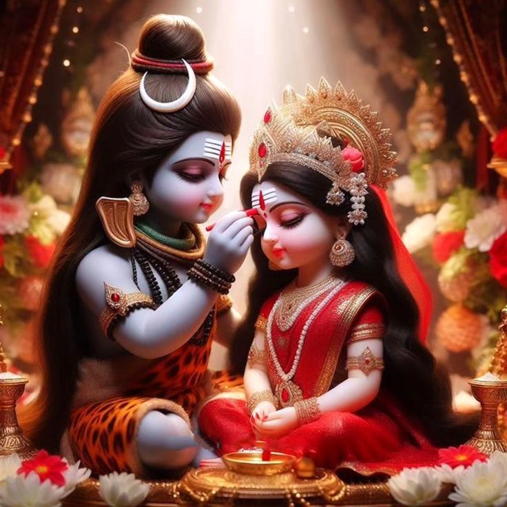 cute shiv parvati festive images