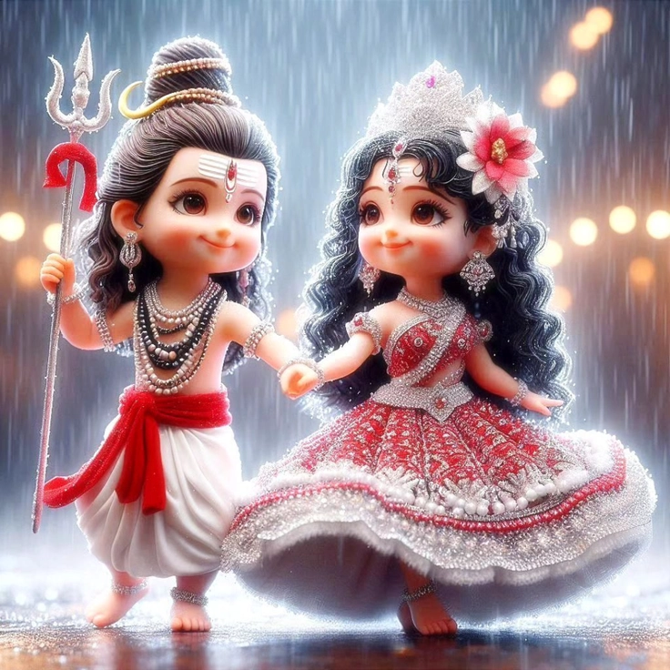 shiv parvati cute blessing photo