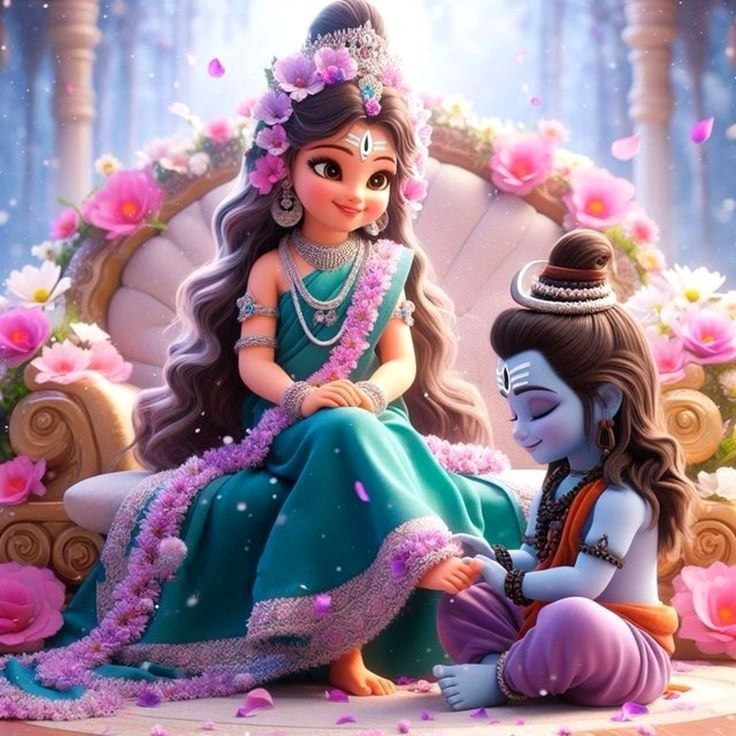 shiv parvati cute mandir photo