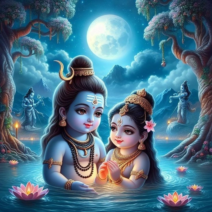 cute shiv parvati hand drawn images