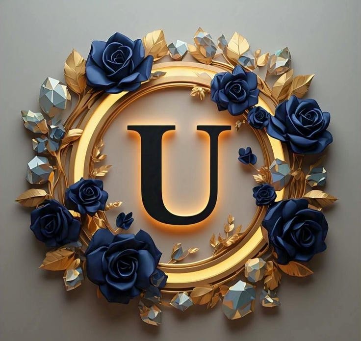 those u letter images shining with smooth modern lighting