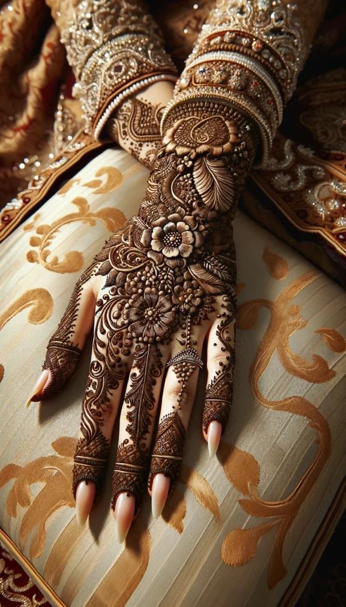 3d mehndi design back hand arabic for girl