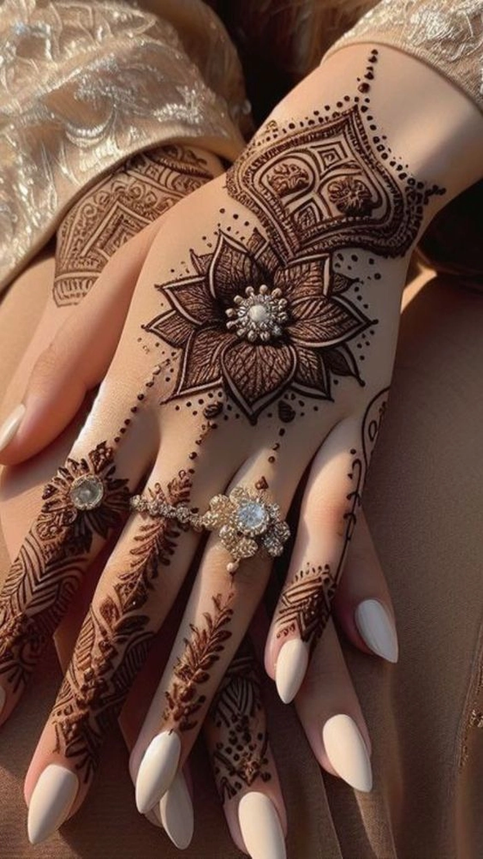 3d mehndi design back hand arabic simple and beautiful