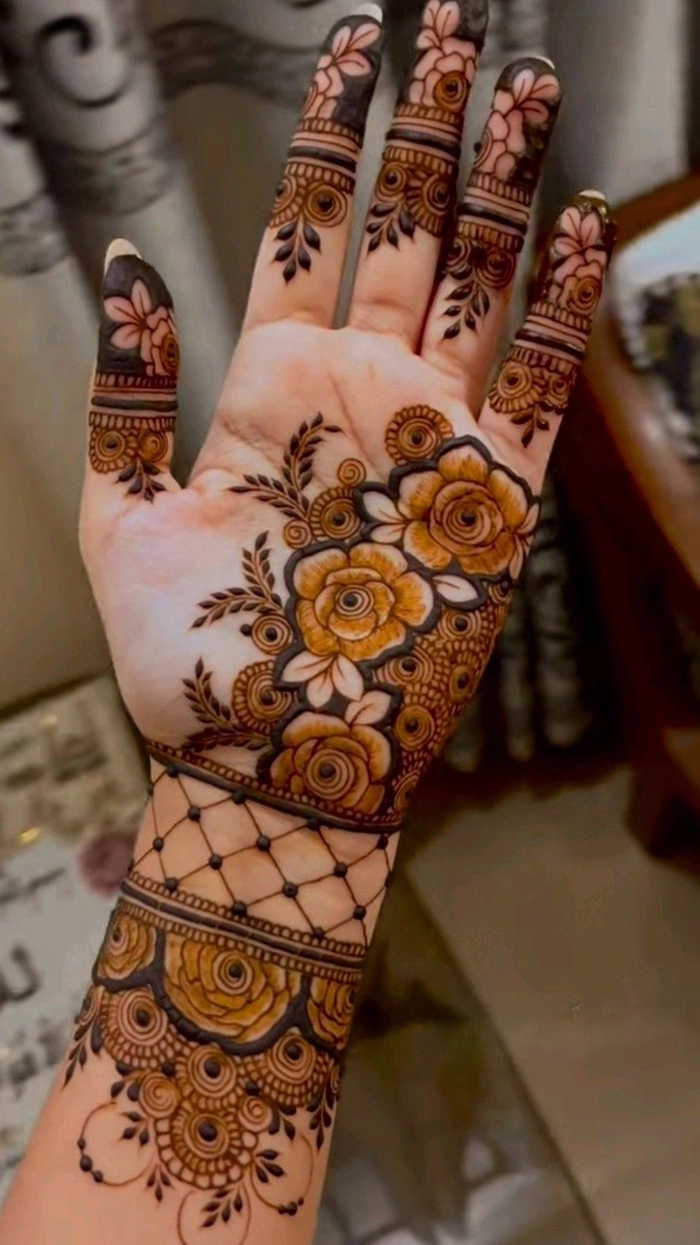 3d mehndi design back hand full simple and beautiful