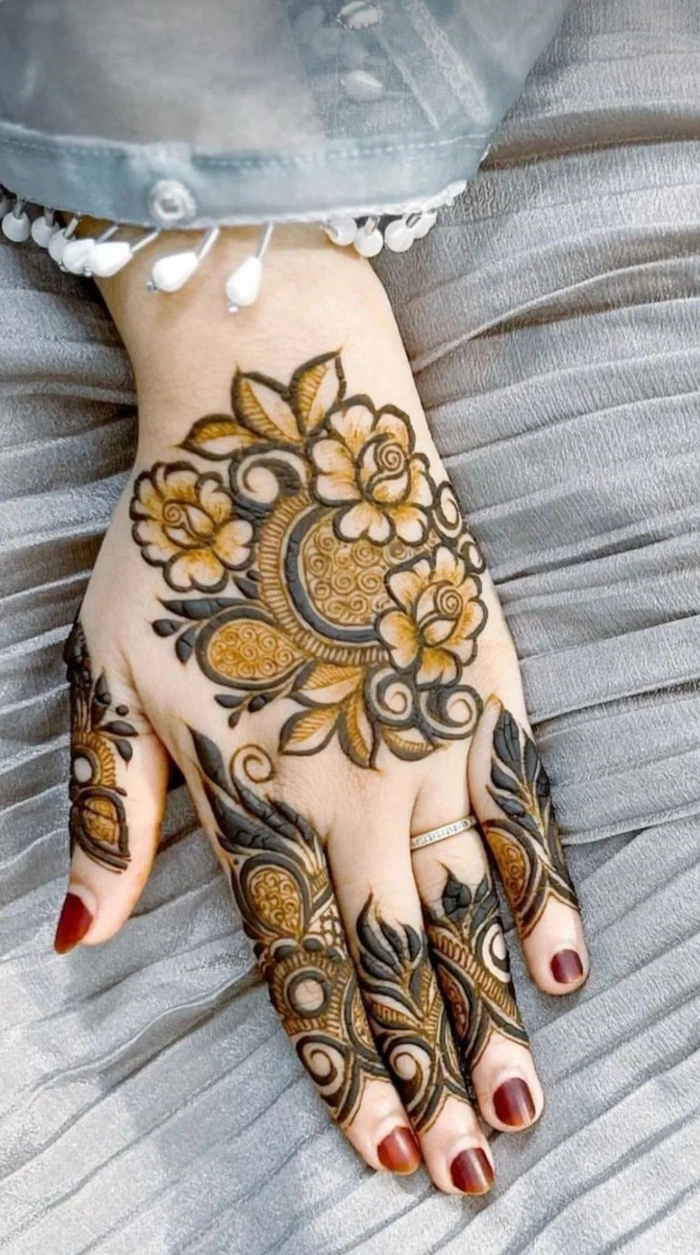 3d mehndi design back hand simple and beautiful full hand
