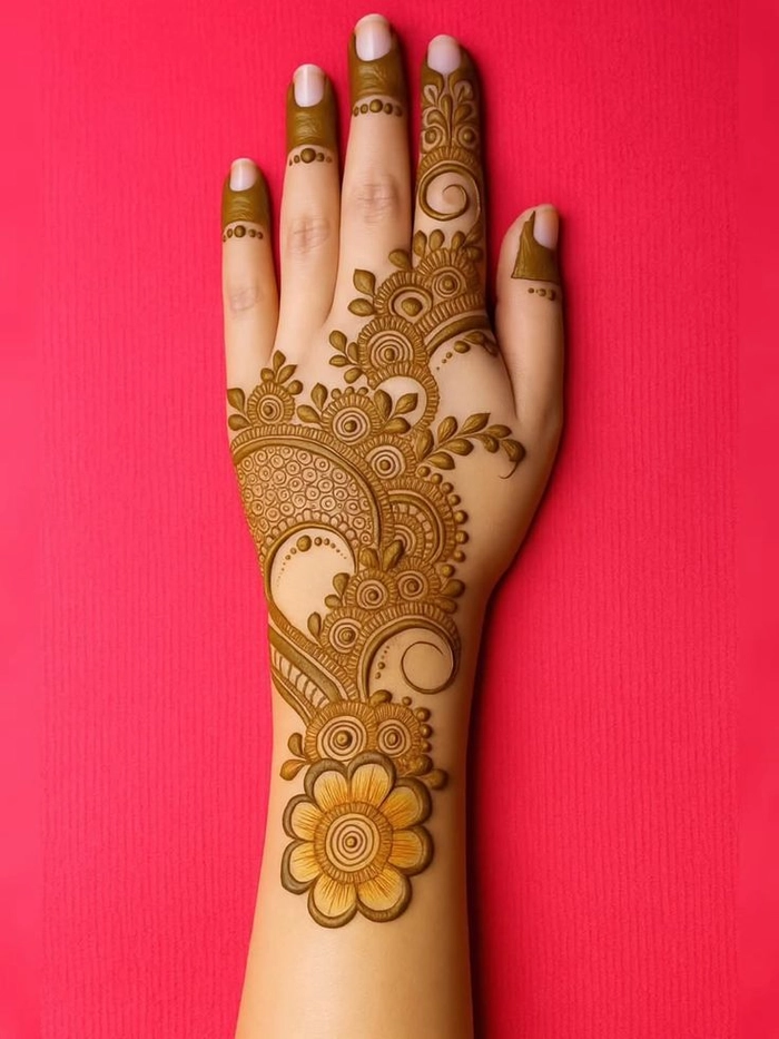 3d mehndi design for back hand