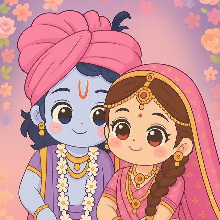 Anime Dp Radha Krishna cute divine animated profile image