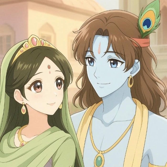 Anime Dp Radha Krishna spiritual love cartoon artwork
