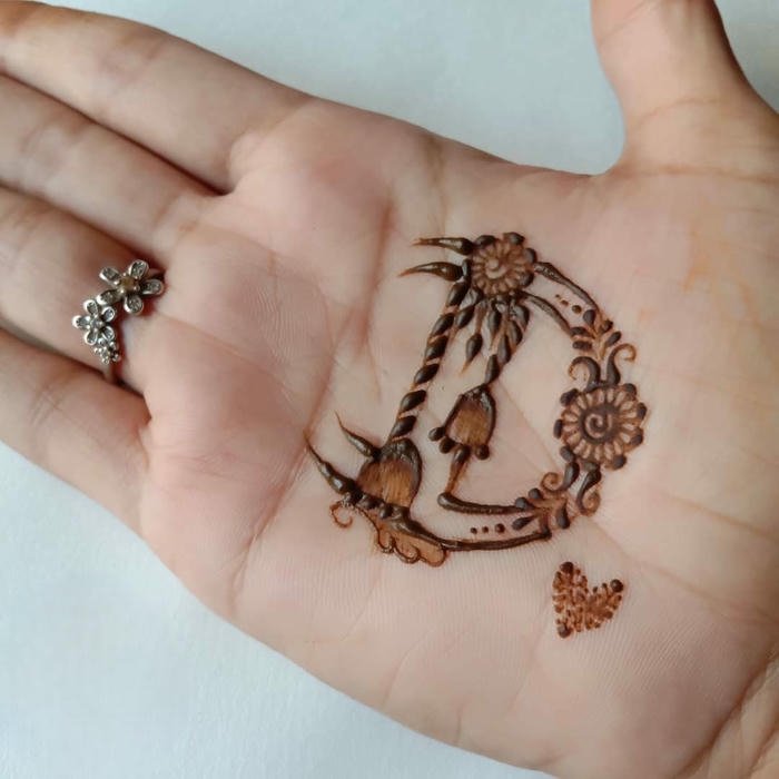 D letter mehndi design creative henna alphabet with leaves