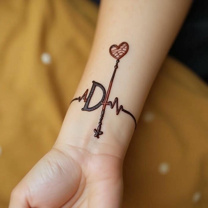 D letter mehndi design simple floral alphabet henna art
