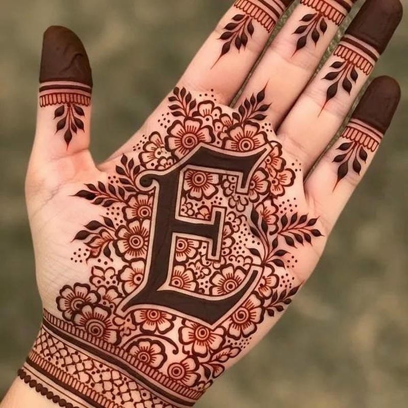 E mehndi Designs floral henna pattern hand