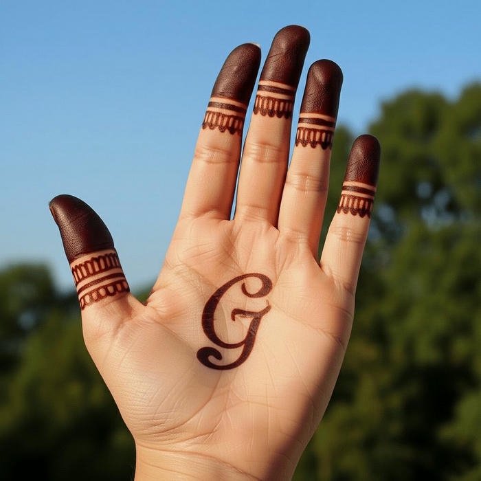 G mehndi designs cute letter henna for girls hands