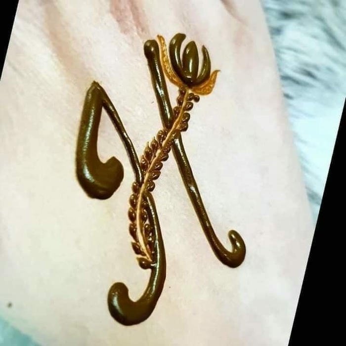H letter mehndi design clean simple front hand art