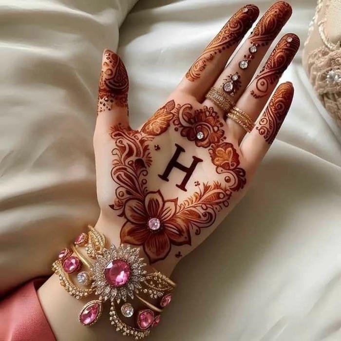 H mehndi design easy cute pattern for daily use