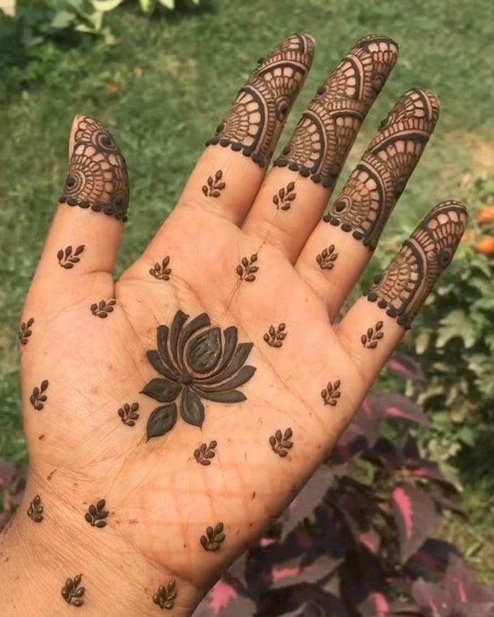 Lotus Mehndi Design Back Hand Arabic style henna art