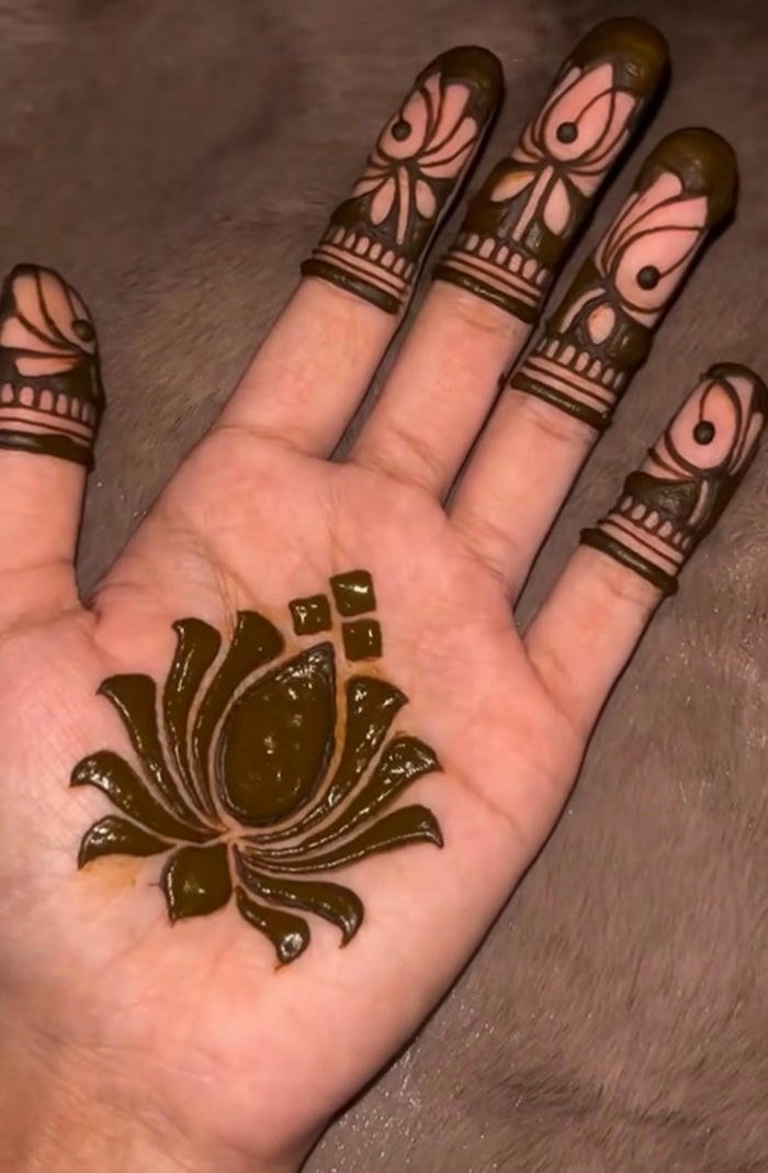 Lotus Mehndi Design Back Hand Indian bridal mehndi look