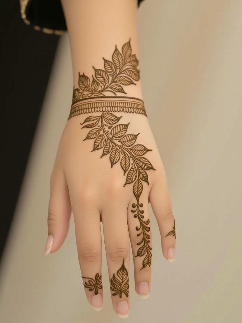 Mehndi Design Royal Back Hand floral artwork
