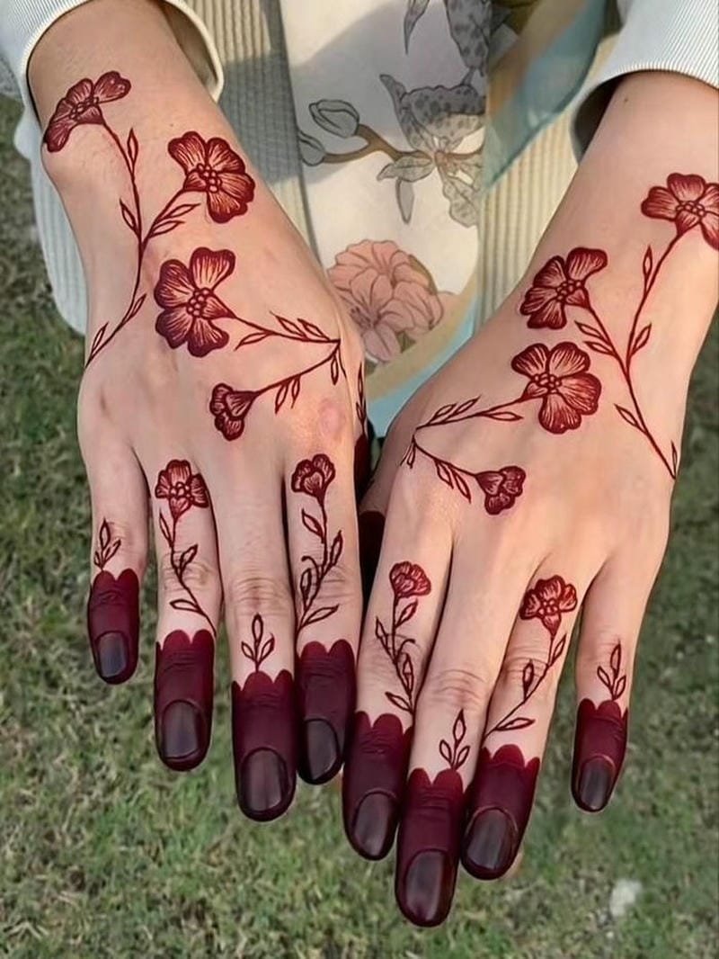 Only Fingers Mehndi Design modern artistic look