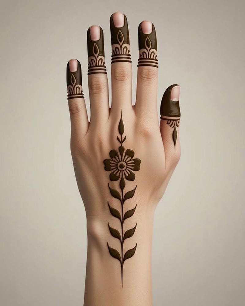 Only Fingers Mehndi Design simple henna pattern