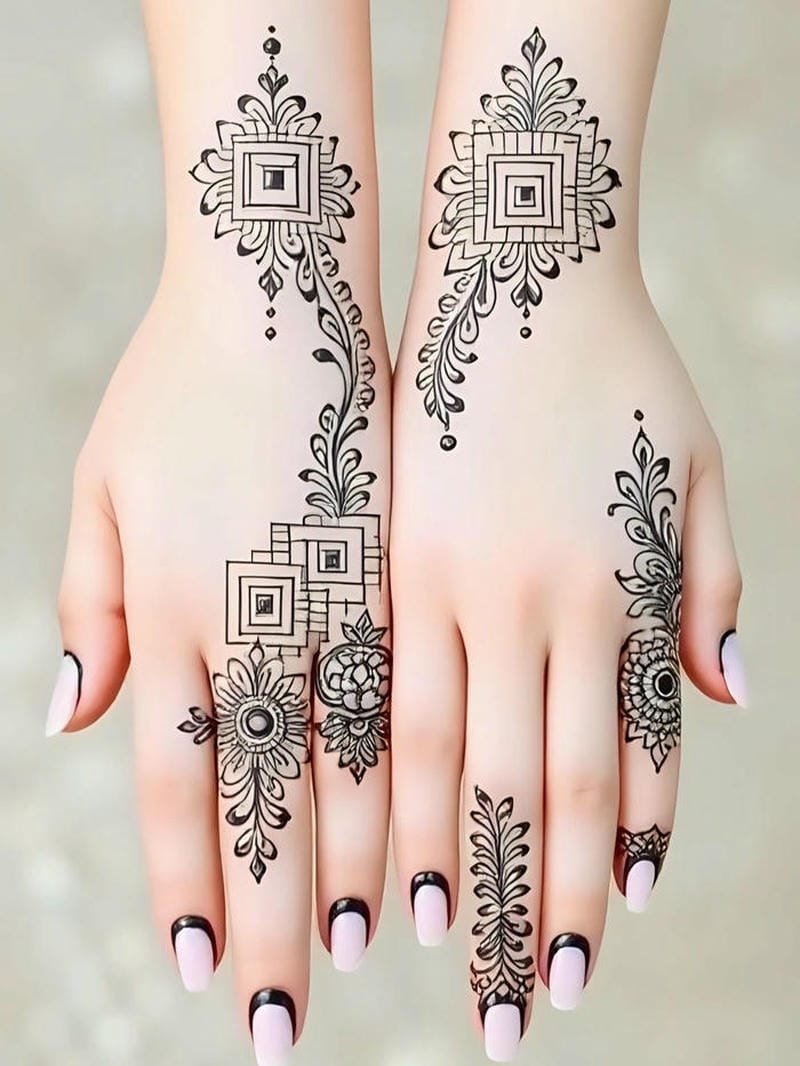 Only Fingers Mehndi Design traditional finger art