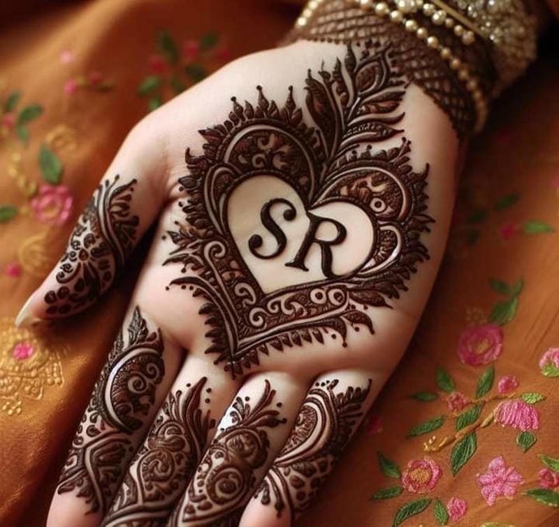 R Mehndi Designs Indian henna style