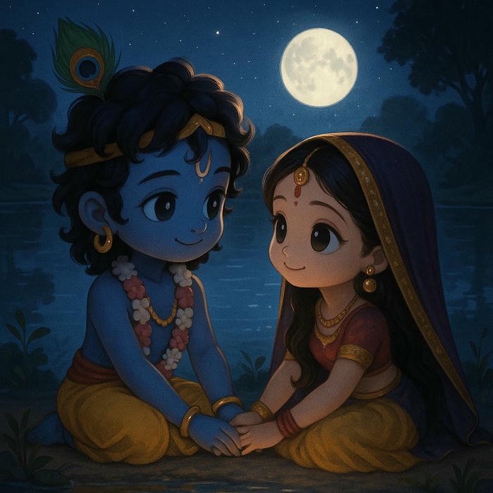 Radha Krishna Anime Dp aesthetic devotional cartoon profile image